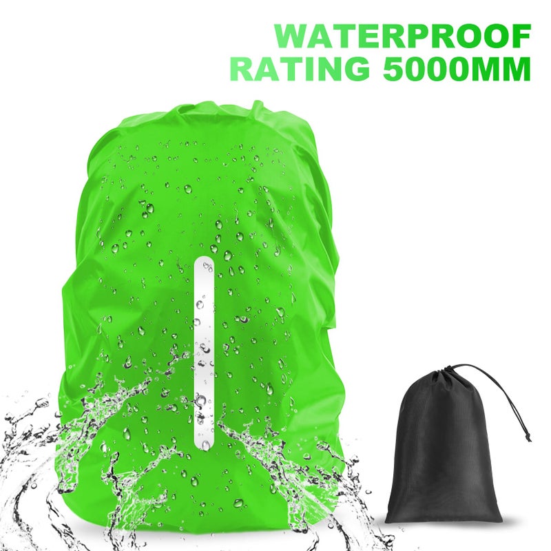 LAMA 2 Pack Waterproof Rain Cover for Backpack, Reflective Rucksack Rain Cover for Anti-Dust/Anti-Theft/Bicycling/Hiking/Camping/Traveling, M Size (for 30L-40L Backpack), 1 Pcs Black + 1 Pcs Green - Image 4